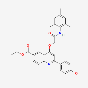 molecular formula C30H30N2O5 B2371094 ethyl 2-(4-methoxyphenyl)-4-{[(2,4,6-trimethylphenyl)carbamoyl]methoxy}quinoline-6-carboxylate CAS No. 1114870-86-8