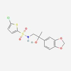 molecular formula C14H14ClNO5S2 B2371103 N-(2-(benzo[d][1,3]dioxol-5-yl)-2-hydroxypropyl)-5-chlorothiophene-2-sulfonamide CAS No. 1396786-53-0