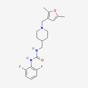 molecular formula C20H25F2N3O2 B2371104 1-(2,6-二氟苯基)-3-((1-((2,5-二甲基呋喃-3-基)甲基)哌啶-4-基)甲基)脲 CAS No. 1235319-01-3