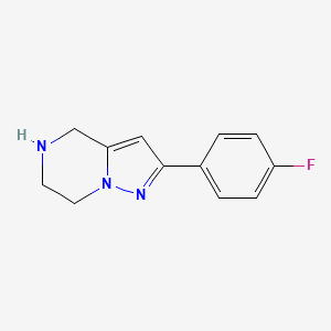 molecular formula C12H12FN3 B2371118 2-(4-Fluorophenyl)-4,5,6,7-tetrahydropyrazolo[1,5-A]pyrazine CAS No. 1250444-39-3