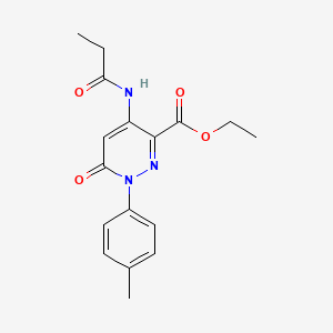 molecular formula C17H19N3O4 B2371121 Ethyl 6-oxo-4-propionamido-1-(p-tolyl)-1,6-dihydropyridazine-3-carboxylate CAS No. 941915-75-9