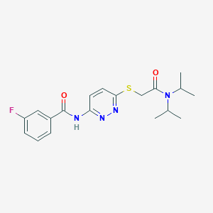 molecular formula C19H23FN4O2S B2371134 N-(6-((2-(diisopropylamino)-2-oxoethyl)thio)pyridazin-3-yl)-3-fluorobenzamide CAS No. 1021075-56-8