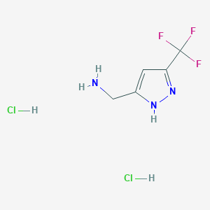 molecular formula C5H8Cl2F3N3 B2371135 [5-(trifluoromethyl)-1H-pyrazol-3-yl]methanamine dihydrochloride CAS No. 2094132-56-4