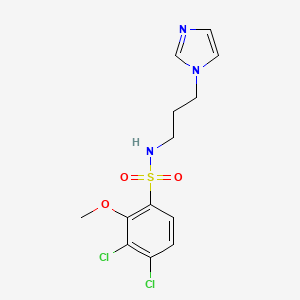 molecular formula C13H15Cl2N3O3S B2371137 3,4-Dichloro-N-(3-imidazol-1-yl-propyl)-2-methoxy-benzenesulfonamide CAS No. 878693-70-0
