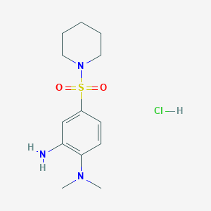 molecular formula C13H22ClN3O2S B2371146 N-[2-amino-4-(piperidin-1-ylsulfonyl)phenyl]-N,N-dimethylamine hydrochloride CAS No. 1172365-65-9