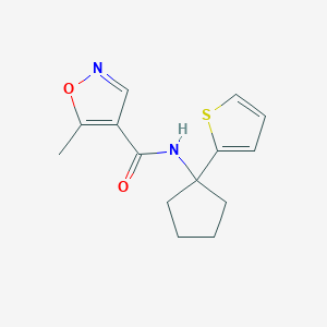 molecular formula C14H16N2O2S B2371204 5-methyl-N-(1-(thiophen-2-yl)cyclopentyl)isoxazole-4-carboxamide CAS No. 2034588-86-6