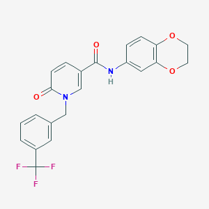 molecular formula C22H17F3N2O4 B2371205 N-(2,3-dihydro-1,4-benzodioxin-6-yl)-6-oxo-1-[3-(trifluoromethyl)benzyl]-1,6-dihydropyridine-3-carboxamide CAS No. 1005305-90-7