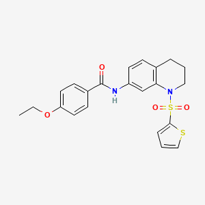 molecular formula C22H22N2O4S2 B2371206 4-ethoxy-N-(1-(thiophen-2-ylsulfonyl)-1,2,3,4-tetrahydroquinolin-7-yl)benzamide CAS No. 898429-80-6