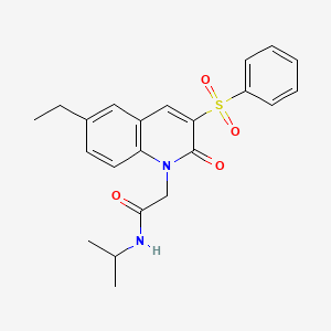 molecular formula C22H24N2O4S B2371241 2-[3-(benzenesulfonyl)-6-ethyl-2-oxo-1,2-dihydroquinolin-1-yl]-N-(propan-2-yl)acetamide CAS No. 1115979-56-0
