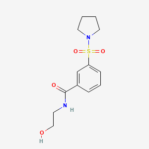 molecular formula C13H18N2O4S B2371280 N-(2-hydroxyethyl)-3-(pyrrolidine-1-sulfonyl)benzamide CAS No. 379254-38-3