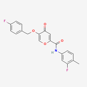 molecular formula C20H15F2NO4 B2371291 N-(3-fluoro-4-methylphenyl)-5-((4-fluorobenzyl)oxy)-4-oxo-4H-pyran-2-carboxamide CAS No. 1021257-95-3