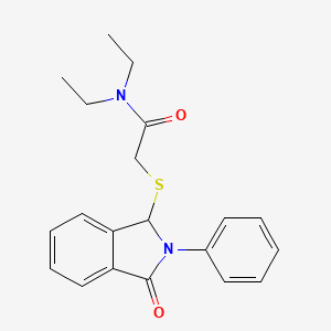 molecular formula C20H22N2O2S B2371300 N,N-diethyl-2-[(3-oxo-2-phenyl-2,3-dihydro-1H-isoindol-1-yl)sulfanyl]acetamide CAS No. 866008-80-2