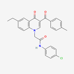 molecular formula C27H23ClN2O3 B2371319 N-(4-chlorophenyl)-2-(6-ethyl-3-(4-methylbenzoyl)-4-oxoquinolin-1(4H)-yl)acetamide CAS No. 895652-70-7