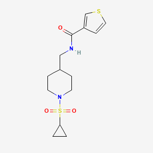 B2371321 N-((1-(cyclopropylsulfonyl)piperidin-4-yl)methyl)thiophene-3-carboxamide CAS No. 1234994-71-8