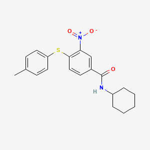 molecular formula C20H22N2O3S B2371335 N-cyclohexyl-4-[(4-methylphenyl)sulfanyl]-3-nitrobenzamide CAS No. 303988-15-0