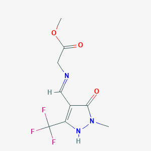 molecular formula C9H10F3N3O3 B2371393 methyl 2-({[1-methyl-5-oxo-3-(trifluoromethyl)-1,5-dihydro-4H-pyrazol-4-yliden]methyl}amino)acetate CAS No. 320415-85-8