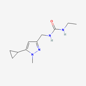 molecular formula C11H18N4O B2371395 1-((5-cyclopropyl-1-methyl-1H-pyrazol-3-yl)methyl)-3-ethylurea CAS No. 1448063-39-5