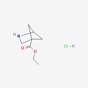 molecular formula C8H14ClNO2 B2371430 ethyl 2-azabicyclo[2.1.1]hexane-4-carboxylate hydrochloride CAS No. 2375259-63-3
