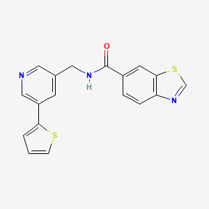 molecular formula C18H13N3OS2 B2371455 N-((5-(thiophen-2-yl)pyridin-3-yl)methyl)benzo[d]thiazole-6-carboxamide CAS No. 2034486-15-0
