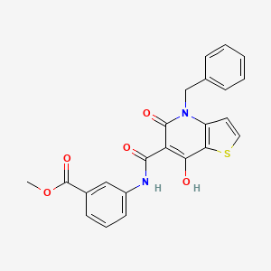 molecular formula C23H18N2O5S B2371460 methyl 3-{4-benzyl-7-hydroxy-5-oxo-4H,5H-thieno[3,2-b]pyridine-6-amido}benzoate CAS No. 1251622-89-5