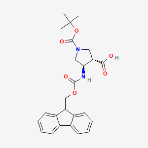 molecular formula C25H28N2O6 B2371472 (3S,4R)-1-Boc-4-fmoc-amino-3-pyrrolidinecarboxylic acid CAS No. 346610-79-5