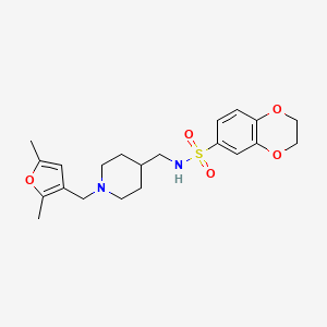 molecular formula C21H28N2O5S B2371475 N-((1-((2,5-dimethylfuran-3-yl)methyl)piperidin-4-yl)methyl)-2,3-dihydrobenzo[b][1,4]dioxine-6-sulfonamide CAS No. 1235011-83-2