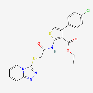 molecular formula C21H17ClN4O3S2 B2371481 ETHYL 4-(4-CHLOROPHENYL)-2-(2-{[1,2,4]TRIAZOLO[4,3-A]PYRIDIN-3-YLSULFANYL}ACETAMIDO)THIOPHENE-3-CARBOXYLATE CAS No. 671198-99-5