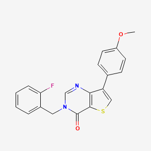 molecular formula C20H15FN2O2S B2371508 3-(2-fluorobenzyl)-7-(4-methoxyphenyl)thieno[3,2-d]pyrimidin-4(3H)-one CAS No. 1105238-26-3