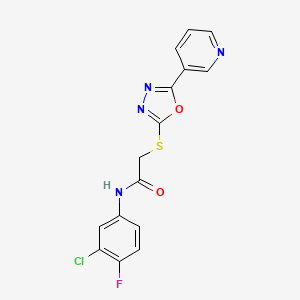 molecular formula C15H10ClFN4O2S B2371514 N-(3-chloro-4-fluorophenyl)-2-{[5-(pyridin-3-yl)-1,3,4-oxadiazol-2-yl]sulfanyl}acetamide CAS No. 905502-60-5