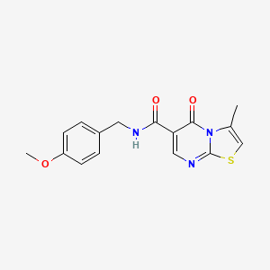 molecular formula C16H15N3O3S B2371541 N-[(4-methoxyphenyl)methyl]-3-methyl-5-oxo-5H-[1,3]thiazolo[3,2-a]pyrimidine-6-carboxamide CAS No. 851944-72-4