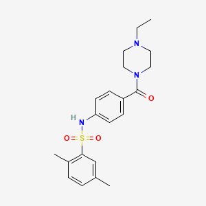 molecular formula C21H27N3O3S B2371646 N-(4-(4-ethylpiperazine-1-carbonyl)phenyl)-2,5-dimethylbenzenesulfonamide CAS No. 690245-07-9
