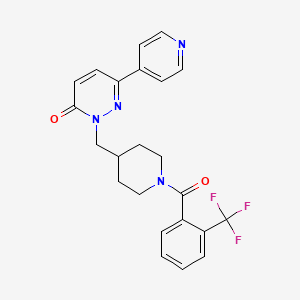 molecular formula C23H21F3N4O2 B2371647 6-(Pyridin-4-yl)-2-({1-[2-(trifluoromethyl)benzoyl]piperidin-4-yl}methyl)-2,3-dihydropyridazin-3-one CAS No. 2190365-34-3