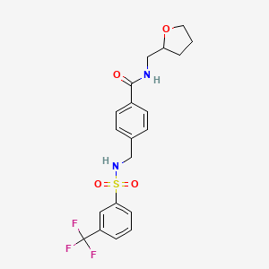 molecular formula C20H21F3N2O4S B2371696 N-[(oxolan-2-yl)methyl]-4-{[3-(trifluoromethyl)benzenesulfonamido]methyl}benzamide CAS No. 690245-24-0