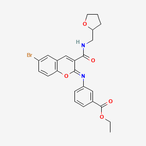 ethyl 3-({(2Z)-6-bromo-3-[(tetrahydrofuran-2-ylmethyl)carbamoyl]-2H-chromen-2-ylidene}amino)benzoate