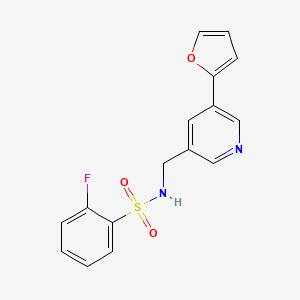 2-fluoro-N-((5-(furan-2-yl)pyridin-3-yl)methyl)benzenesulfonamide