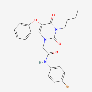 molecular formula C22H20BrN3O4 B2371754 N-(4-bromophenyl)-2-(3-butyl-2,4-dioxo-3,4-dihydro[1]benzofuro[3,2-d]pyrimidin-1(2H)-yl)acetamide CAS No. 892427-81-5