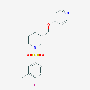 B2371758 4-[[1-(4-Fluoro-3-methylphenyl)sulfonylpiperidin-3-yl]methoxy]pyridine CAS No. 2379970-47-3
