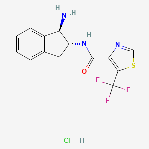 B2371773 N-[(1R,2R)-1-Amino-2,3-dihydro-1H-inden-2-yl]-5-(trifluoromethyl)-1,3-thiazole-4-carboxamide;hydrochloride CAS No. 2418593-30-1