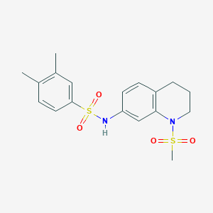 molecular formula C18H22N2O4S2 B2371774 N-(1-methanesulfonyl-1,2,3,4-tetrahydroquinolin-7-yl)-3,4-dimethylbenzene-1-sulfonamide CAS No. 932320-57-5
