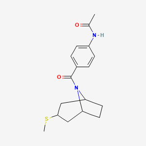 molecular formula C17H22N2O2S B2371793 N-(4-((1R,5S)-3-(methylthio)-8-azabicyclo[3.2.1]octane-8-carbonyl)phenyl)acetamide CAS No. 1798623-38-7