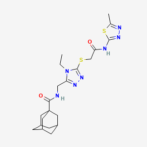 molecular formula C21H29N7O2S2 B2371795 N-{[4-ethyl-5-({[(5-methyl-1,3,4-thiadiazol-2-yl)carbamoyl]methyl}sulfanyl)-4H-1,2,4-triazol-3-yl]methyl}adamantane-1-carboxamide CAS No. 476438-69-4