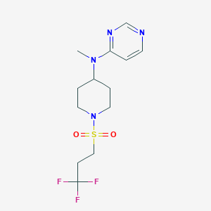 molecular formula C13H19F3N4O2S B2371808 N-methyl-N-[1-(3,3,3-trifluoropropanesulfonyl)piperidin-4-yl]pyrimidin-4-amine CAS No. 2415541-88-5