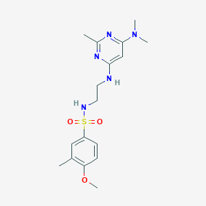 molecular formula C17H25N5O3S B2371878 N-(2-((6-(dimethylamino)-2-methylpyrimidin-4-yl)amino)ethyl)-4-methoxy-3-methylbenzenesulfonamide CAS No. 1207019-68-8