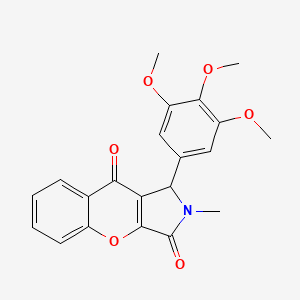 molecular formula C21H19NO6 B2371903 2-Methyl-1-(3,4,5-trimethoxyphenyl)-1,2-dihydrochromeno[2,3-c]pyrrole-3,9-dione CAS No. 850230-41-0