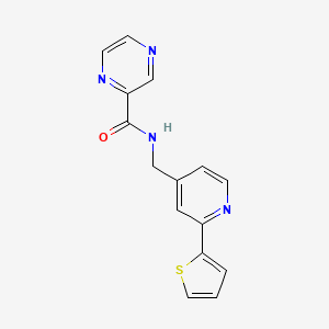 molecular formula C15H12N4OS B2371911 N-((2-(thiophen-2-yl)pyridin-4-yl)methyl)pyrazine-2-carboxamide CAS No. 2034597-29-8