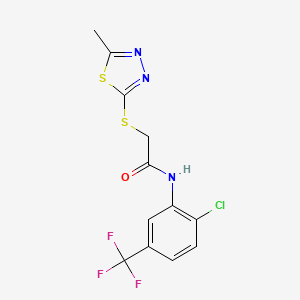 molecular formula C12H9ClF3N3OS2 B2371937 N-[2-chloro-5-(trifluoromethyl)phenyl]-2-[(5-methyl-1,3,4-thiadiazol-2-yl)sulfanyl]acetamide CAS No. 298215-04-0