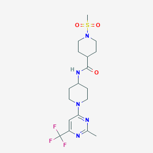 molecular formula C18H26F3N5O3S B2372008 N-(1-(2-methyl-6-(trifluoromethyl)pyrimidin-4-yl)piperidin-4-yl)-1-(methylsulfonyl)piperidine-4-carboxamide CAS No. 2034259-87-3
