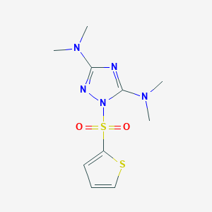 molecular formula C10H15N5O2S2 B2372017 N-(3-(Dimethylamino)-1-(2-thienylsulfonyl)-1H-1,2,4-triazol-5-yl)-N,N-dimethylamine CAS No. 478032-14-3