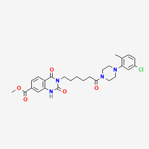 molecular formula C27H31ClN4O5 B2372027 Methyl 3-(6-(4-(5-chloro-2-methylphenyl)piperazin-1-yl)-6-oxohexyl)-2,4-dioxo-1,2,3,4-tetrahydroquinazoline-7-carboxylate CAS No. 896371-56-5