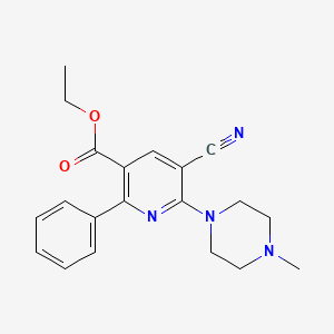 molecular formula C20H22N4O2 B2372028 Ethyl 5-cyano-6-(4-methylpiperazino)-2-phenylnicotinate CAS No. 477866-18-5